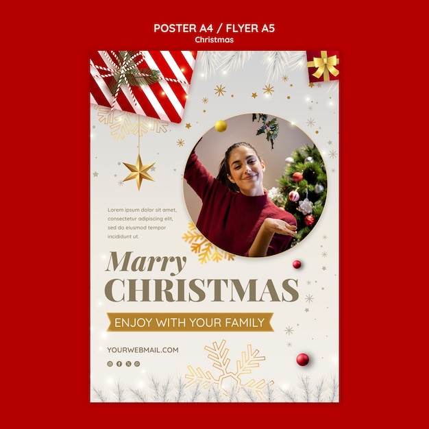 無料PSD クリスマスのお祝いポスターテンプレート