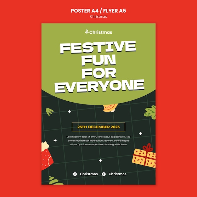 PSD gratuito modello di poster per le celebrazioni di natale