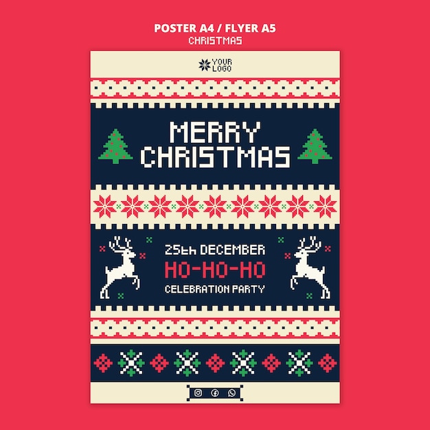 PSD gratuito modello di poster per le celebrazioni di natale