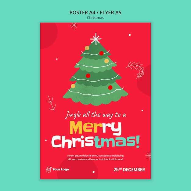 PSD gratuito modello di poster per la celebrazione di natale