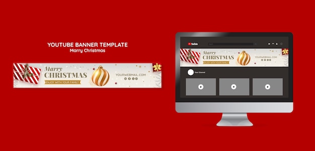 Free PSD christmas celebration youtube banner template