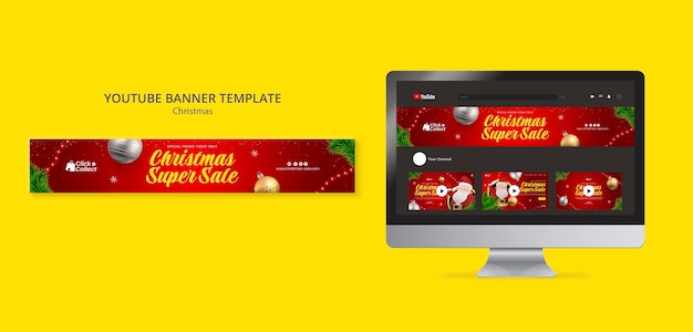 Free PSD christmas celebration youtube banner template