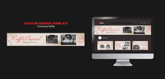 無料PSD クリスマスのお祝いの youtube バナー テンプレート