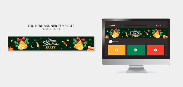 Free PSD christmas celebration youtube banner