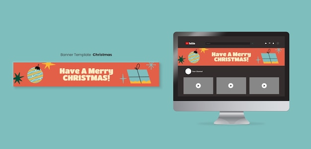 Free PSD christmas celebration youtube banner