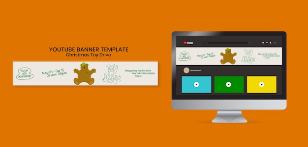 PSD gratuito banner youtube per le celebrazioni natalizie