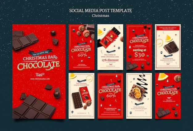 Christmas chocolate instagram stories set