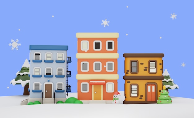 Free PSD christmas compositions with buildings