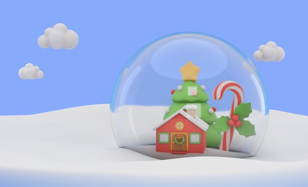 Бесплатный PSD Рождественские композиции с глобусом