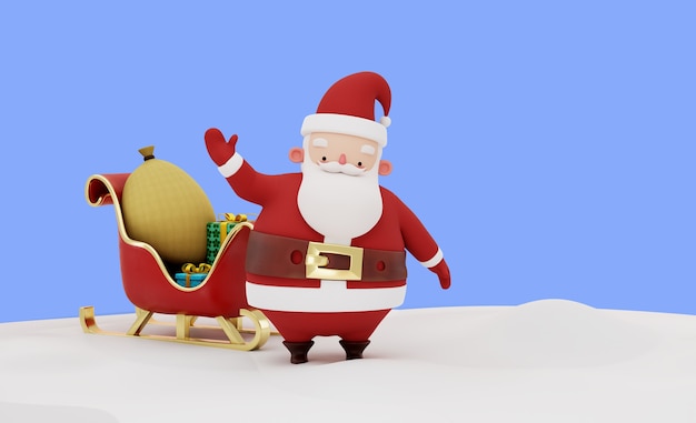 Christmas compositions with santa and gifts