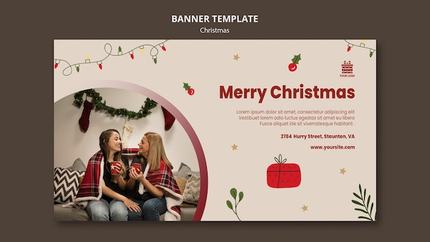 Бесплатный PSD Рождественская концепция баннер шаблон