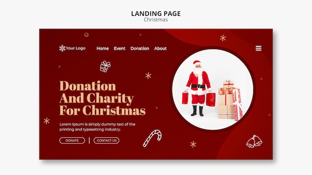 無料PSD クリスマスコンセプトのランディングページテンプレート