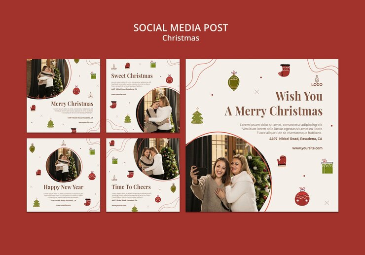 मुफ़्त PSD christmas concept social media post template