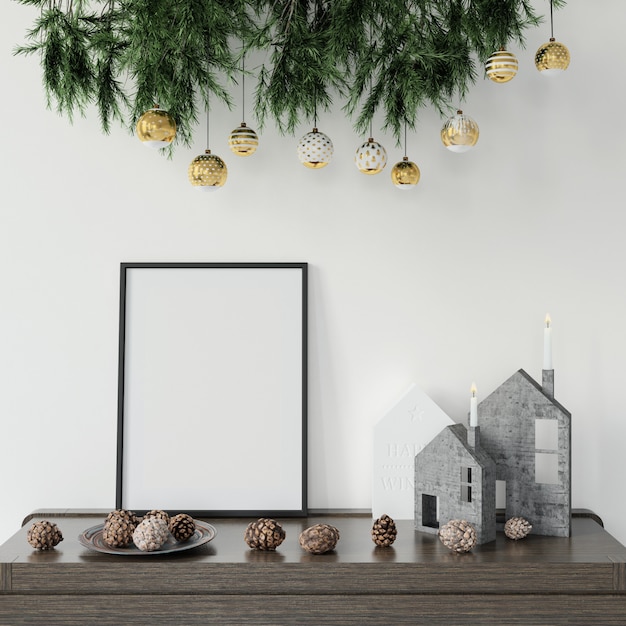 Free PSD christmas decorations on the table