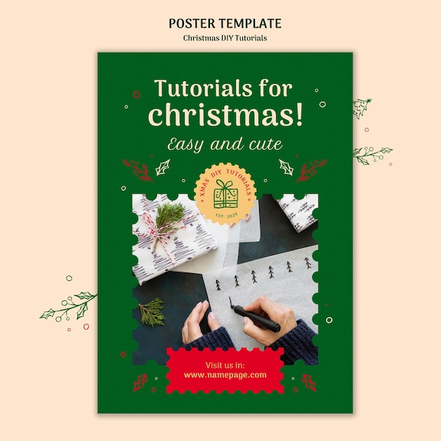 PSD gratuito modello di poster tutorial fai da te di natale