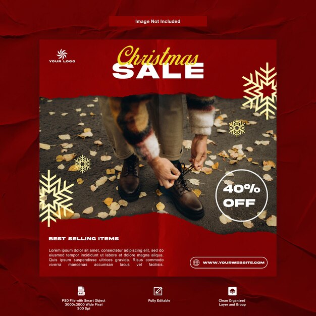 Christmas fashion sale instagram post social media template