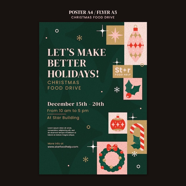 無料PSD クリスマスフードドライブテンプレートデザイン