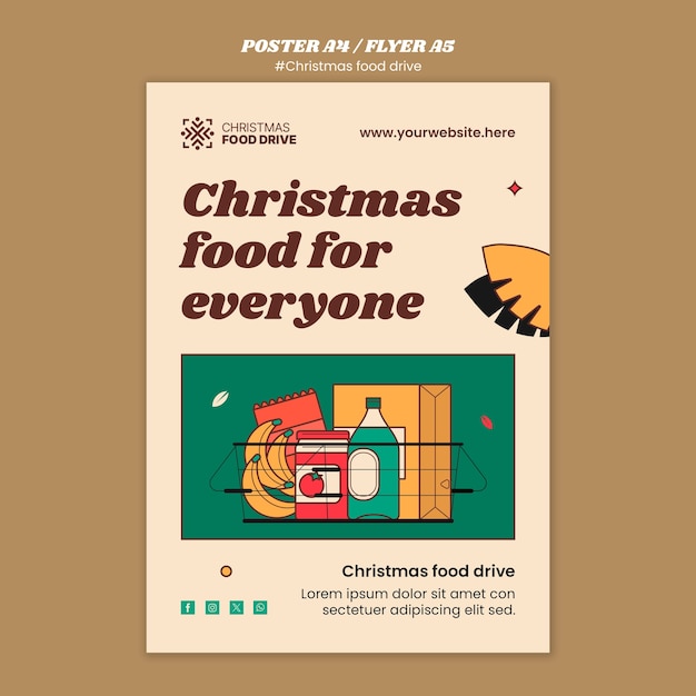 PSD gratuito disegno del modello della campagna alimentare di natale