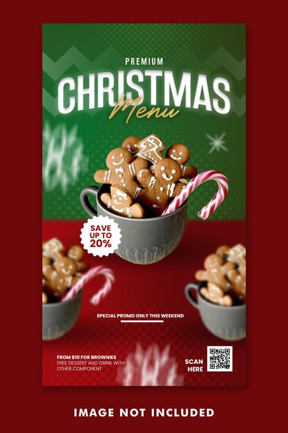 christmas food menu social media post instagram stories template