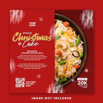 Christmas food menu social media post square banner template