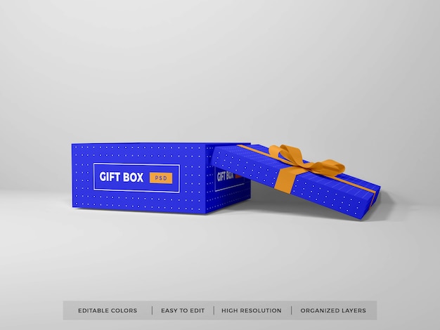 Download Premium PSD | Christmas gift box with ribbon mockup isolated
