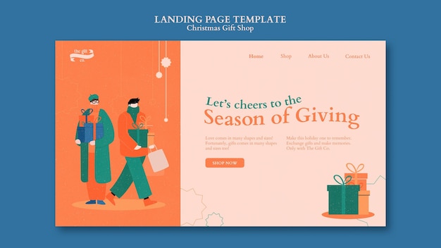クリスマスギフトショップのランディングページのデザインテンプレート