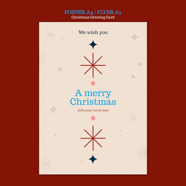 Бесплатный PSD Шаблон плаката с рождественской открыткой