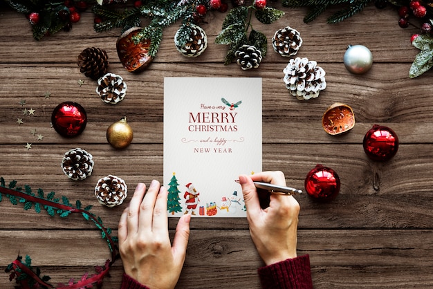 Free PSD christmas holiday greeting design mockup