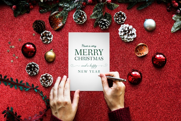 Free PSD christmas holiday greeting design mockup