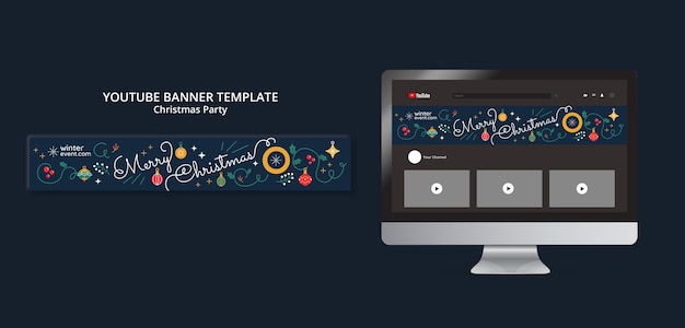 Christmas holiday youtube banner template