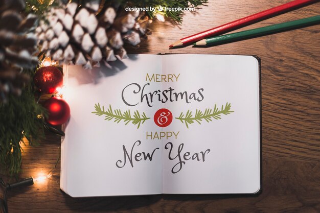 Download Free Psd Christmas Mockup With Book