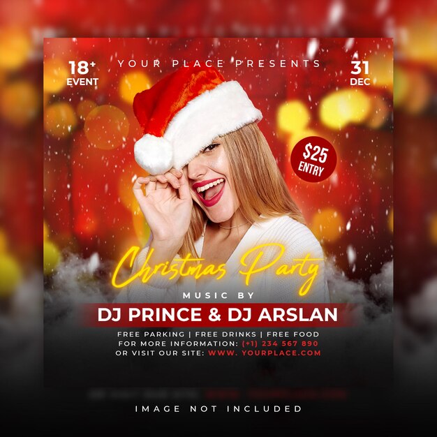 Christmas night party instagram social media post template