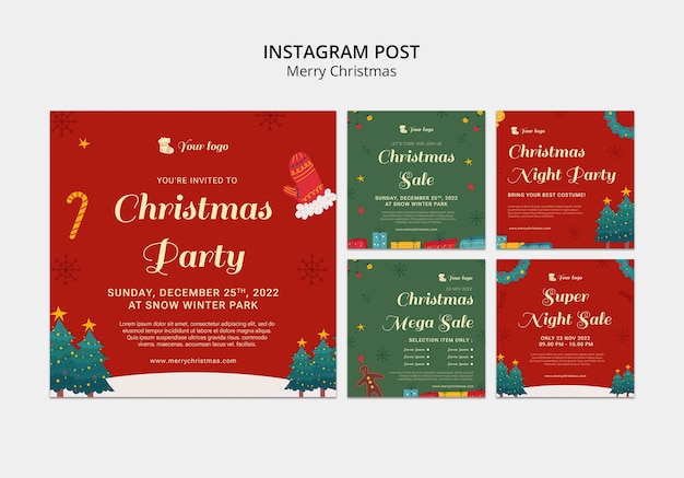 Free PSD christmas party instagram posts collection