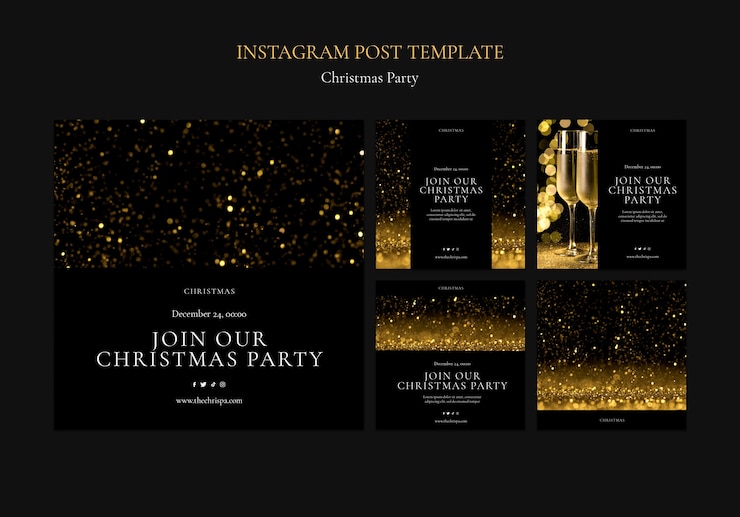 Free PSD christmas party instagram posts collection