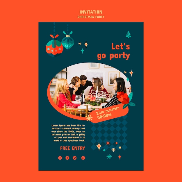 Free PSD | Christmas party invitation template