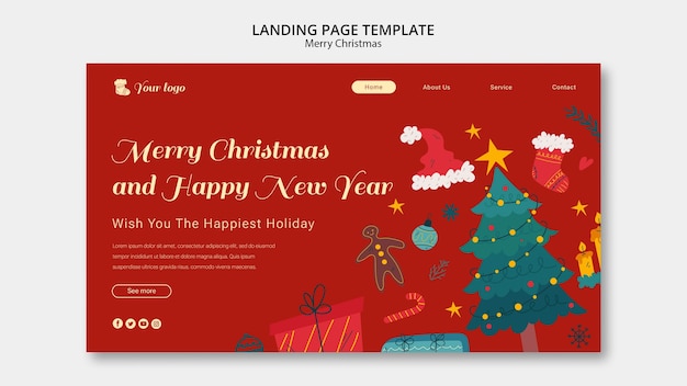 無料PSD クリスマスパーティーのランディングページテンプレート