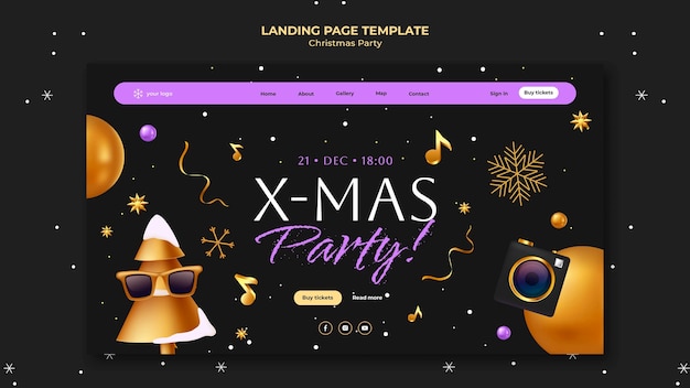 無料PSD クリスマスパーティーのランディングページ