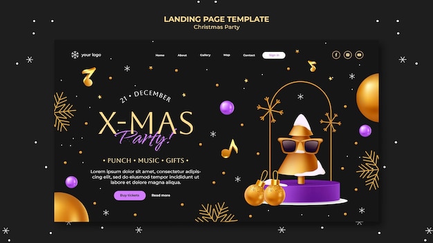 Free PSD christmas party landing page