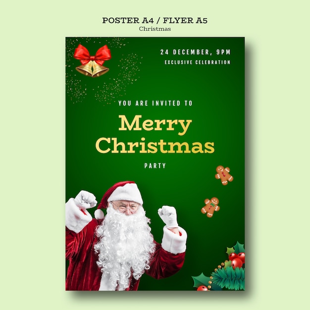 Free PSD christmas party poster template