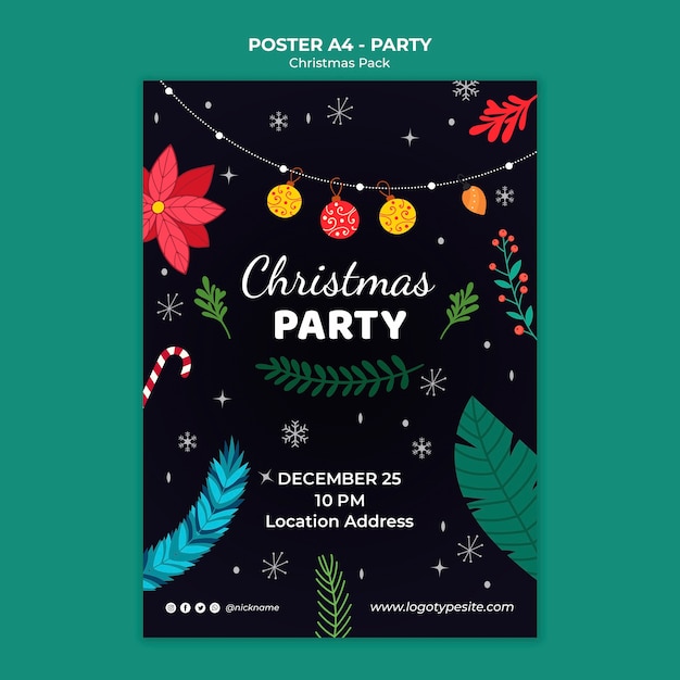 Free PSD christmas party poster template