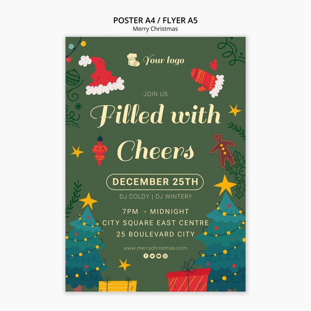 Christmas party vertical poster template