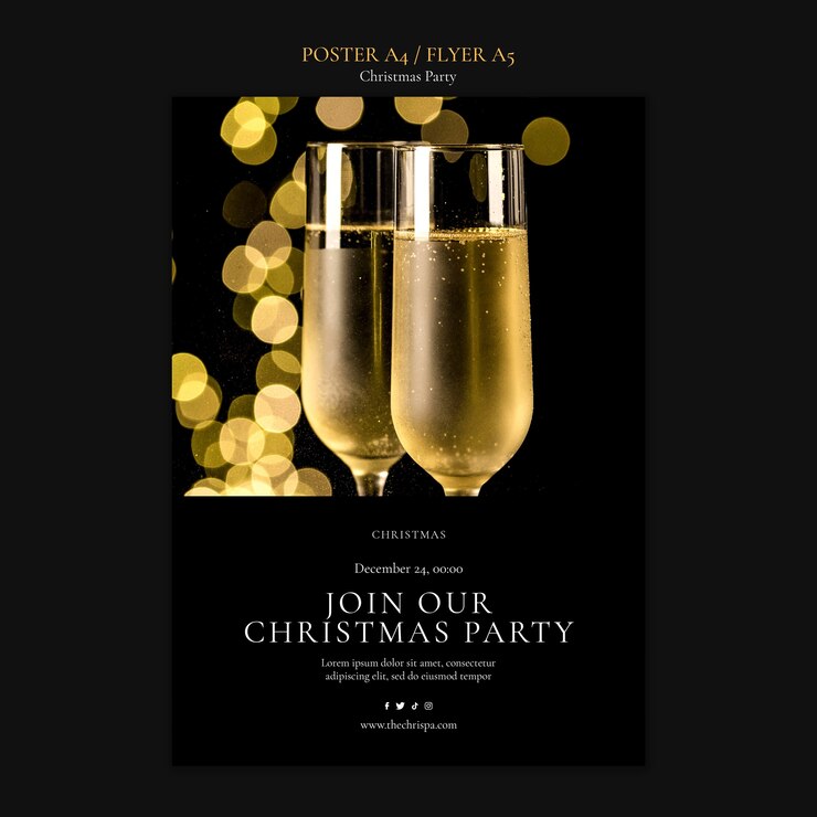 Free PSD christmas party vertical poster template