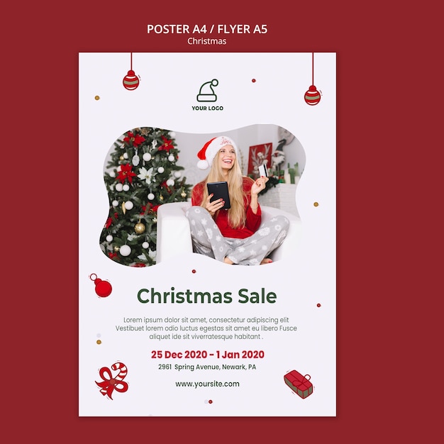 無料PSD クリスマスプレゼントショップチラシテンプレート