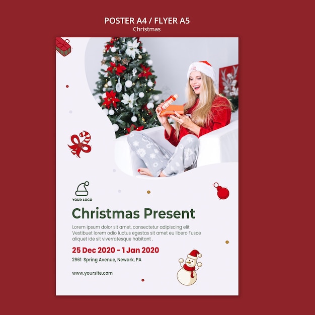 Christmas presents shop poster template