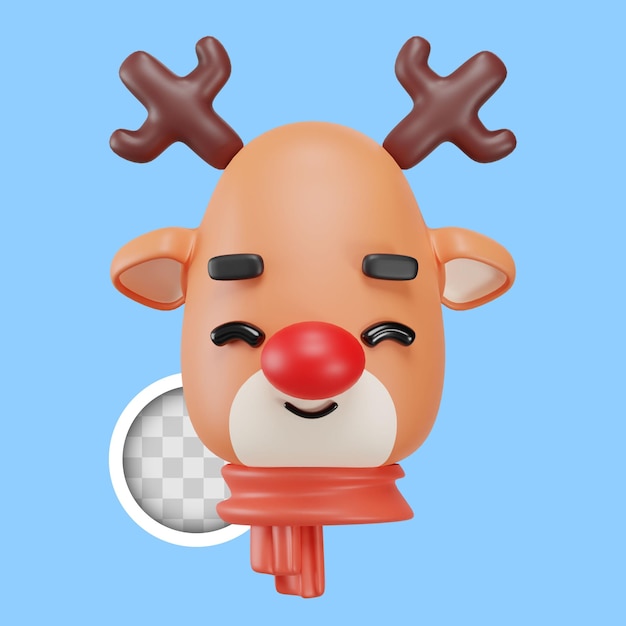 Christmas reindeer avatar 3d illustration