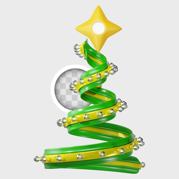 Free PSD christmas ribbon with lights 3d illustration