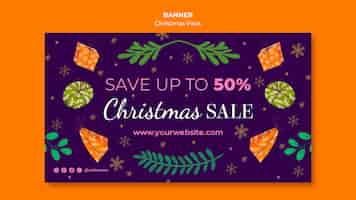 Free PSD christmas sale banner with special offers