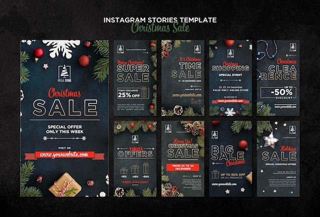 Christmas sale concept instagram stories template