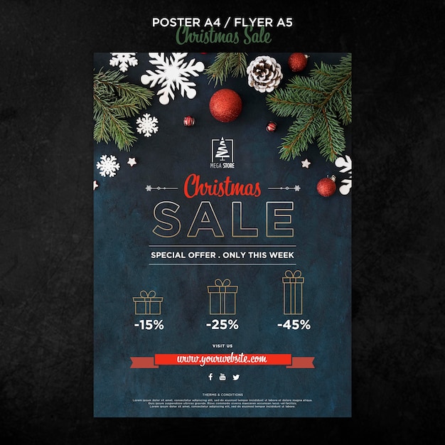 크리스마스 판매 개념 포스터 템플릿