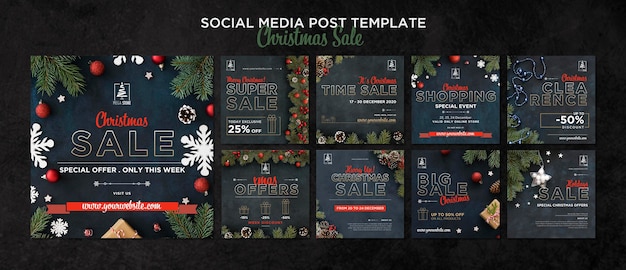 Free PSD christmas sale concept template